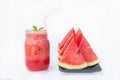 watermelon smoothie refresher tasty of summer, the health benefits of watermelon smoothie Royalty Free Stock Photo