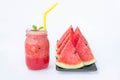 watermelon smoothie refresher tasty of summer, the health benefits of watermelon smoothie Royalty Free Stock Photo