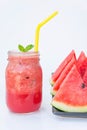 watermelon smoothie refresher tasty of summer, the health benefits of watermelon smoothie Royalty Free Stock Photo