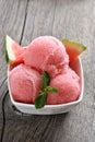 Watermelon sorbet in bowl Royalty Free Stock Photo