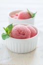 Watermelon sorbet ice cream in bowl Royalty Free Stock Photo