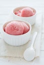 Watermelon sorbet ice cream in bowl Royalty Free Stock Photo