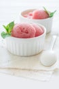 Watermelon sorbet ice cream in bowl Royalty Free Stock Photo