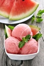 Watermelon sorbet ice cream Royalty Free Stock Photo