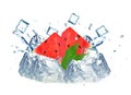 Watermelon splash and ice Royalty Free Stock Photo