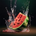 watermelon with splash of water Royalty Free Stock Photo