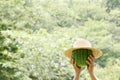 Watermelon with straw hat, summer image Royalty Free Stock Photo