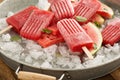 Watermelon and strawberry popsicles Royalty Free Stock Photo