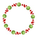 watermelon sweet juicy summer round frame