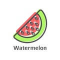 Watermelon thin line icon. Isolated melon berry linear style for menu, label, logo. Simple vegetarian food sign