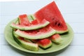 Watermelon triangular piece and rind