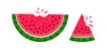 Watermelon vector bitten slice icon, cartoon summer fruit. Tropical illustration Royalty Free Stock Photo