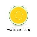 Watermelon vector icon. Summer healthy food illustration on white background. Watermelon slice, isolated yellow juicy