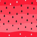 Watermelon vector seamless pattern with black seeds on red background Royalty Free Stock Photo