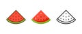 Watermelon vector slice icon. Water melon outline simple fruit cartoon fresh summer watermelon design symbol. Royalty Free Stock Photo