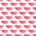 Watermelon watercolor digital paper. Summer seamless pattern clipart. Hand drawn illustration isolated on white