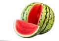 Watermelon on a white background. Juicy watermelon. Watermelon slice. Red fruit.