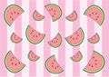 Watermelon Wrapping paper and Wale Design pattern pink background