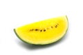 Watermelon yellow juice seedless on white background Royalty Free Stock Photo