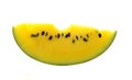 Watermelon yellow piece with white on background