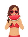 Watermelone smile woman