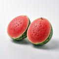 Two Watermelon Halves On White Background In Goerz Hypergon 65mm F8 Style Royalty Free Stock Photo