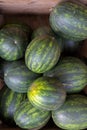 watermelons fruits in a wooden box at the farm market organic food Royalty Free Stock Photo