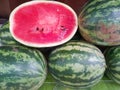 Watermelons have red flesh, eat fresh fruit and can be blended to make juices. Royalty Free Stock Photo