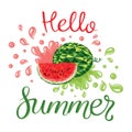 Watermelons and lettering hello summer Royalty Free Stock Photo