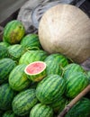 Watermelons and rice hat Royalty Free Stock Photo