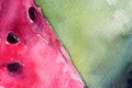 Watermelons, summer, watercolor illustration, texture