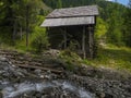Watermill in dolomites mountains detail Royalty Free Stock Photo