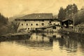 Watermill in Orozko with vintage postcard filter effect Royalty Free Stock Photo