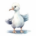 Cute Watercolor Illustration Of A White Albatross On A White Background Royalty Free Stock Photo