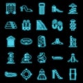 Waterpark icons set vector neon Royalty Free Stock Photo