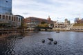 Waterplace Park in Downtown Providence Rhode Island with Modern Buildings Royalty Free Stock Photo