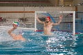 Waterpolo player - attack with goalkeeper Royalty Free Stock Photo