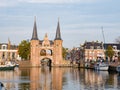 Waterpoort, water gate, and Kolk canal in city of Snits, Sneek in Friesland, Netherlands