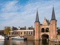 Waterpoort, water gate, and Kolk canal in city of Snits, Sneek in Friesland, Netherlands Royalty Free Stock Photo