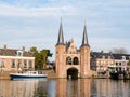 Waterpoort, water gate, and Kolk canal in city of Snits, Sneek in Friesland, Netherlands Royalty Free Stock Photo