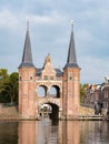 Waterpoort, water gate, and Kolk canal in city of Snits, Sneek in Friesland, Netherlands Royalty Free Stock Photo