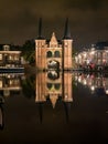 Waterpoort, water gate, and Kolk canal in city of Snits, Sneek in Friesland, Netherlands Royalty Free Stock Photo