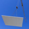 Waterproof Concrete Wall On A Hook Of A Crane At The Construction Site