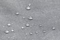 Waterproof droplets on fabric. Grey Canvas Polyester texture synthetical for background. Black polyester textile backdrop for Royalty Free Stock Photo