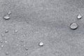 Waterproof droplets on fabric. Grey Canvas Polyester texture synthetical for background. Black polyester textile backdrop for Royalty Free Stock Photo