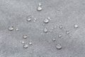 Waterproof droplets on fabric. Grey Canvas Polyester texture synthetical for background. Black polyester textile backdrop for Royalty Free Stock Photo