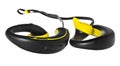 Waterproof earphones, headphones in yellow and black.