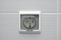 Waterproof electrical outlet close-up Royalty Free Stock Photo