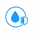 Waterproof icon, water proof drop resistant, vector. Impermeable and hydrophobic waterproof or water