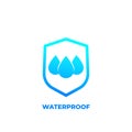 Waterproof icon, water resistant vector